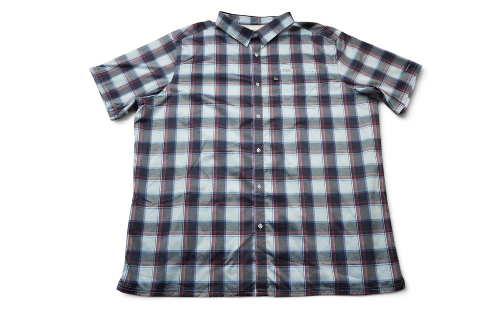 Columbia PFG Shirt Mens 4XLT Plaid Omni-Shade Fishing Button Up Short Sleeve